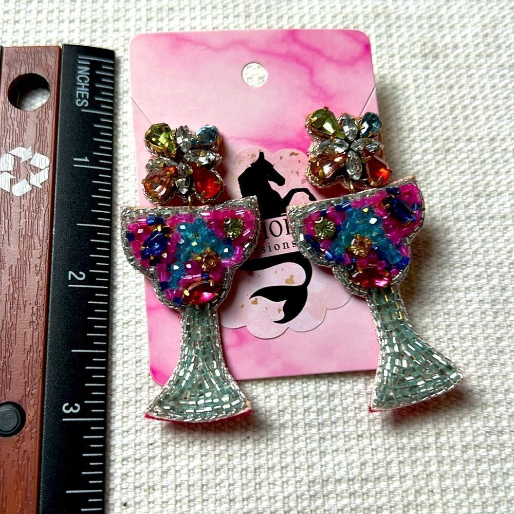 Seed Bead Party Glass Earrings